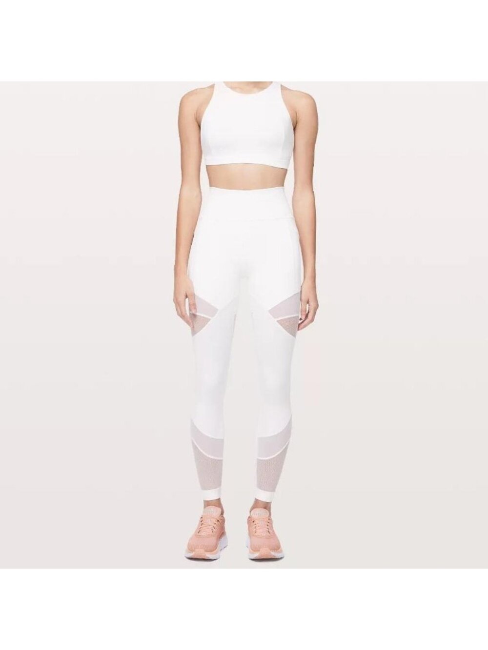 White Mesh Lululemon Leggings With